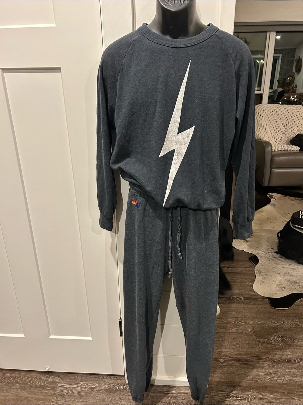 Aviator Nation Charcoal Lightning Track Joggers & Top Set